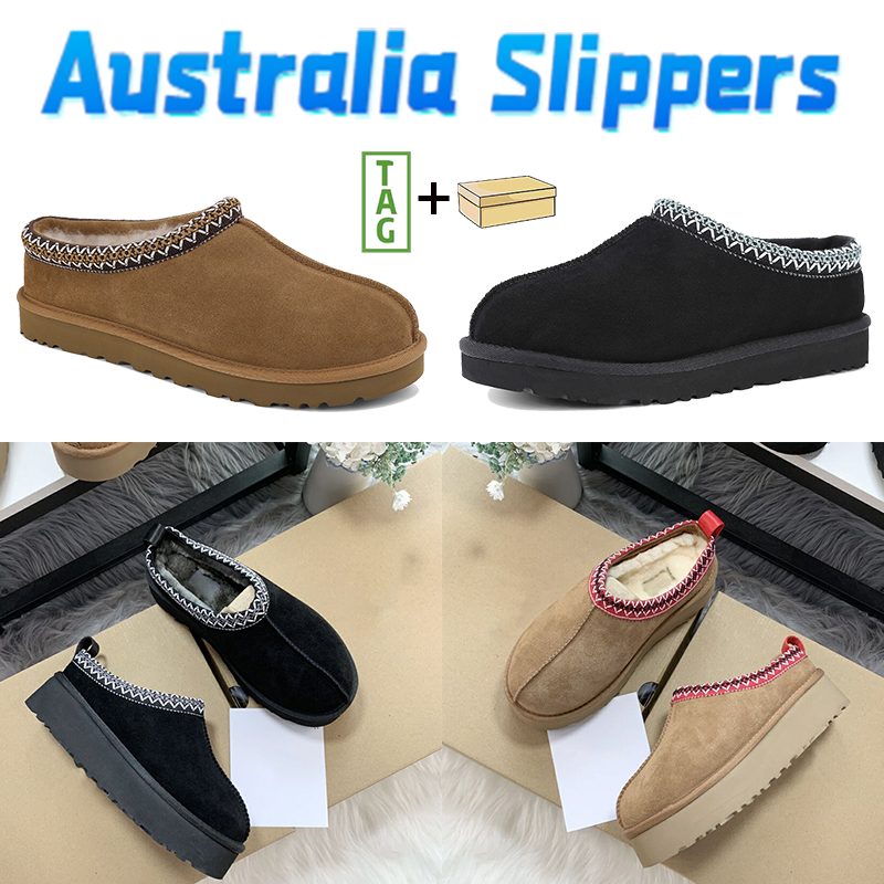 

Australia designer slippers suede shearling women slides tazz platform warm sandals black chestnut classic men shoes comfortable sneakers, 02. black