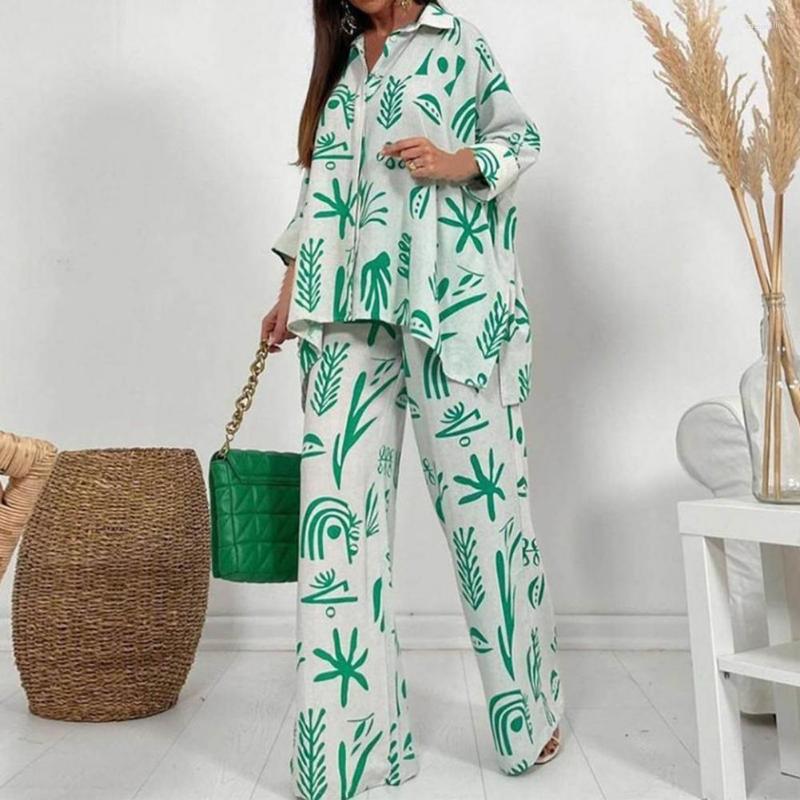 

Women' Two Piece Pants 1 Set Top And Suit Cardigan Comfortable Straight-legged Relaxed Fit Buttons Shirt Ladies Suits For Daily Wear, Black