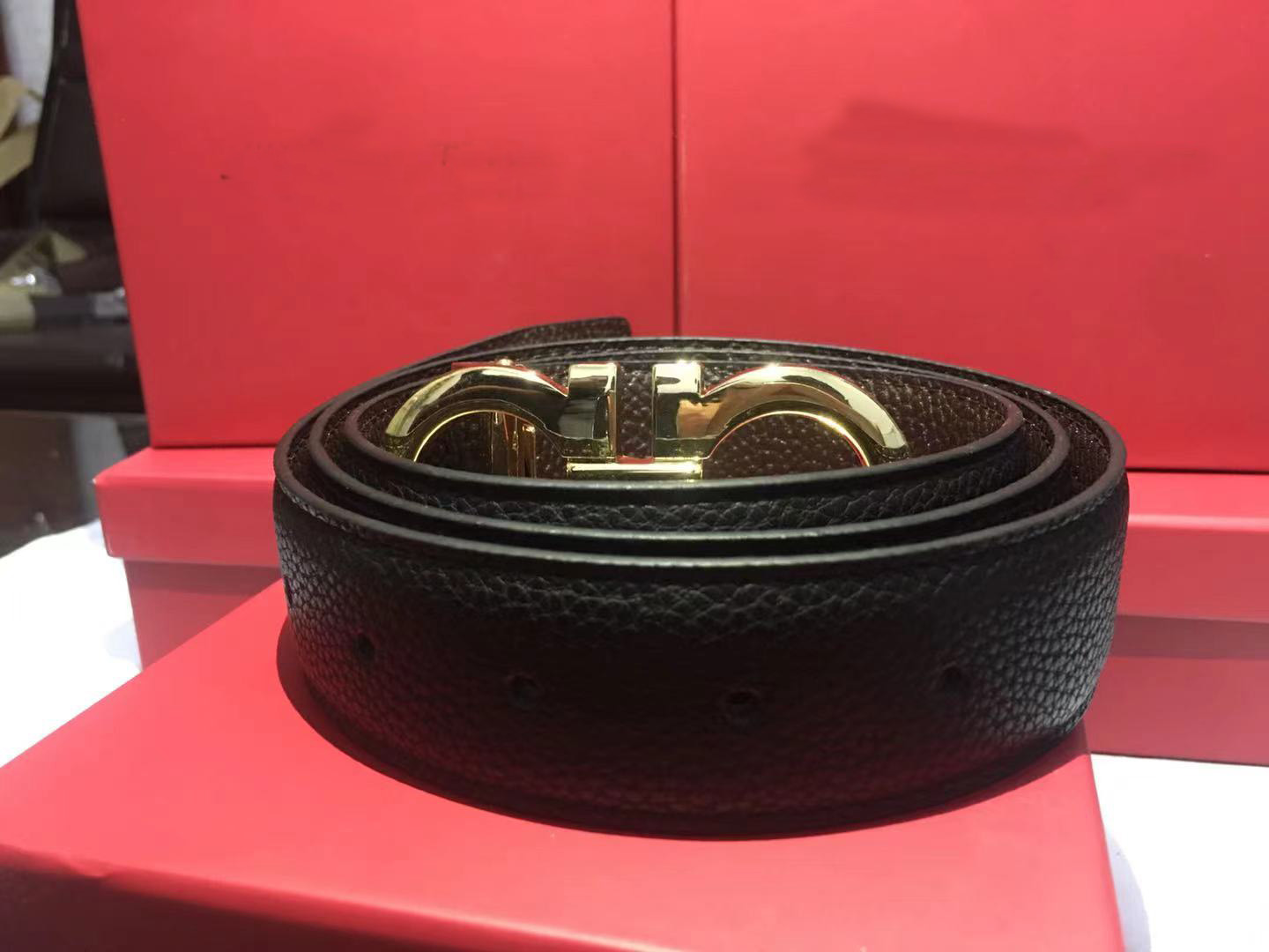 

Fashion men designer belt women men casual letters smooth button printed lychee pattern belt length 95cm 100 105 110 115 cm box, Black