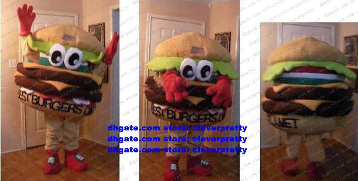 

Brown Hamburger Mascot Costume Bests Burgers On The Planet HAM Burger Bun Panettone Bread Adult Cartoon Character Outfit Suit Someone Inside No.586, As in photos