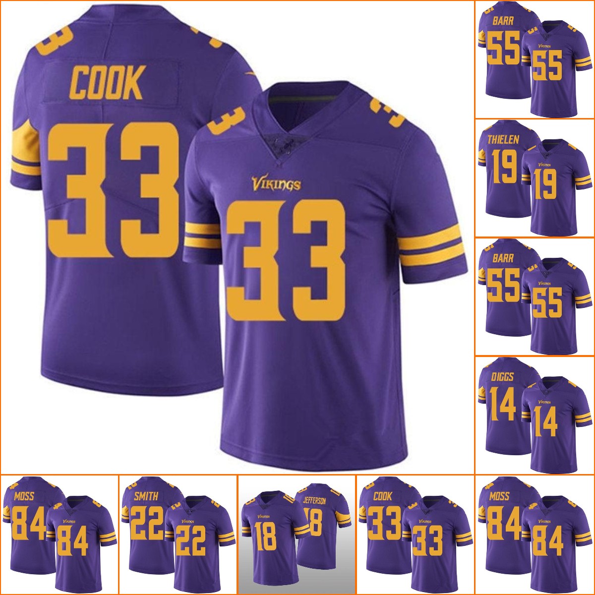 

Jersey Wholesale Custom Minnesota''Vikings''MEN youth Women Jefferson Purple