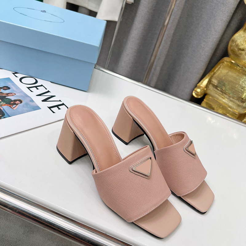 

Other Shoes Designer High Heels Shoes Triangle Badge Slippers for Women Night Club Party Ladies Outdoor Sandals