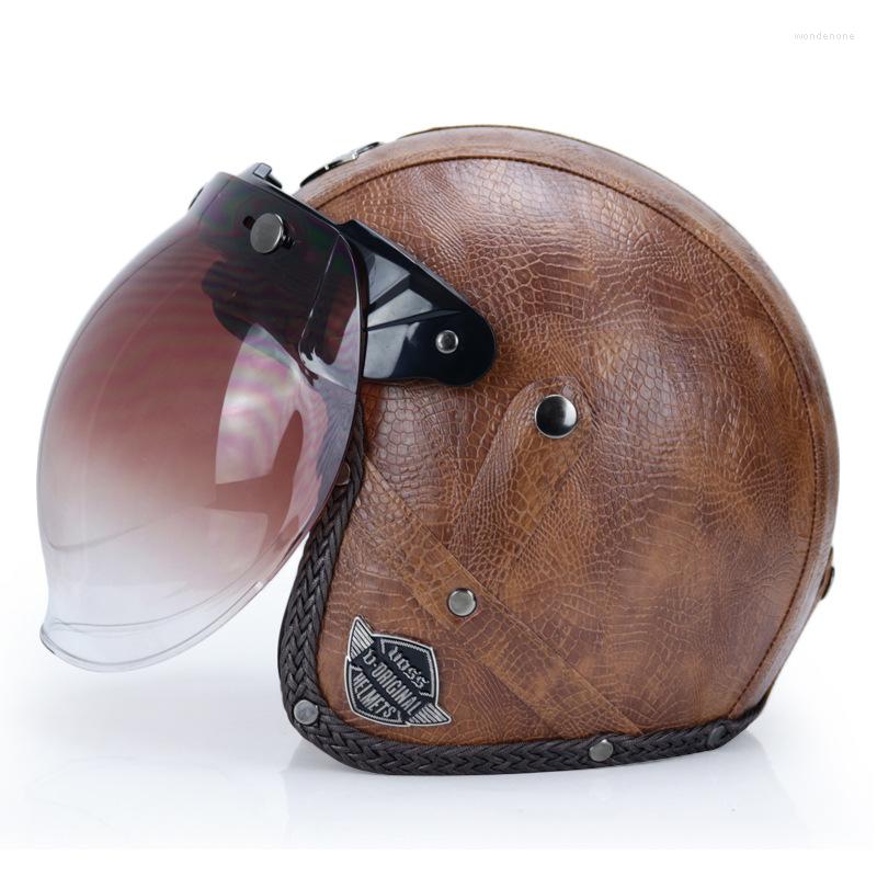 

Motorcycle Helmets Electric Scooter Moto Capacetes Abs Material Open Face 3/4 Helmet Retro Chopper De Motocicleta Patch Shield Casco