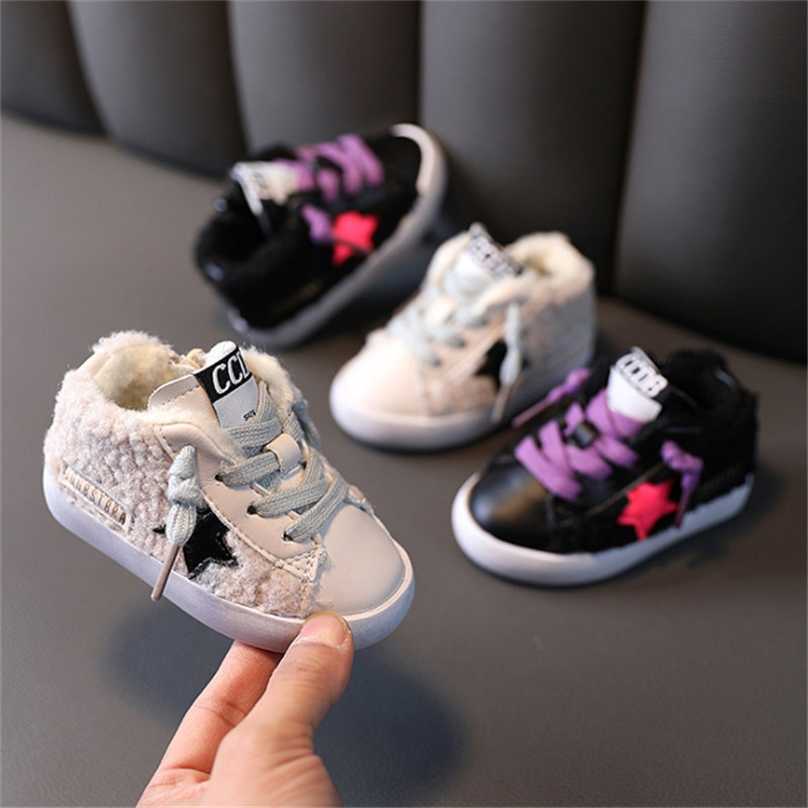 

Autumn/Winter Baby Shoes Toddler Boys Girls Sneakers Star Warm Plush Cotton Outdoor Kids Fashion First Walkers 211022, Beige