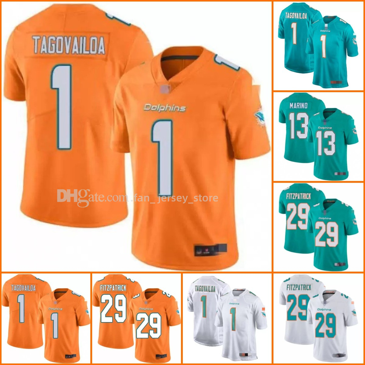 

Football Jersey Custom Miami''Dolphins''13 Dan Marino 1 Tua Tagovailoa 10 Tyreek Hill Jaylen Waddle Men Women Youth Limited jersey Wholesale, Colour2
