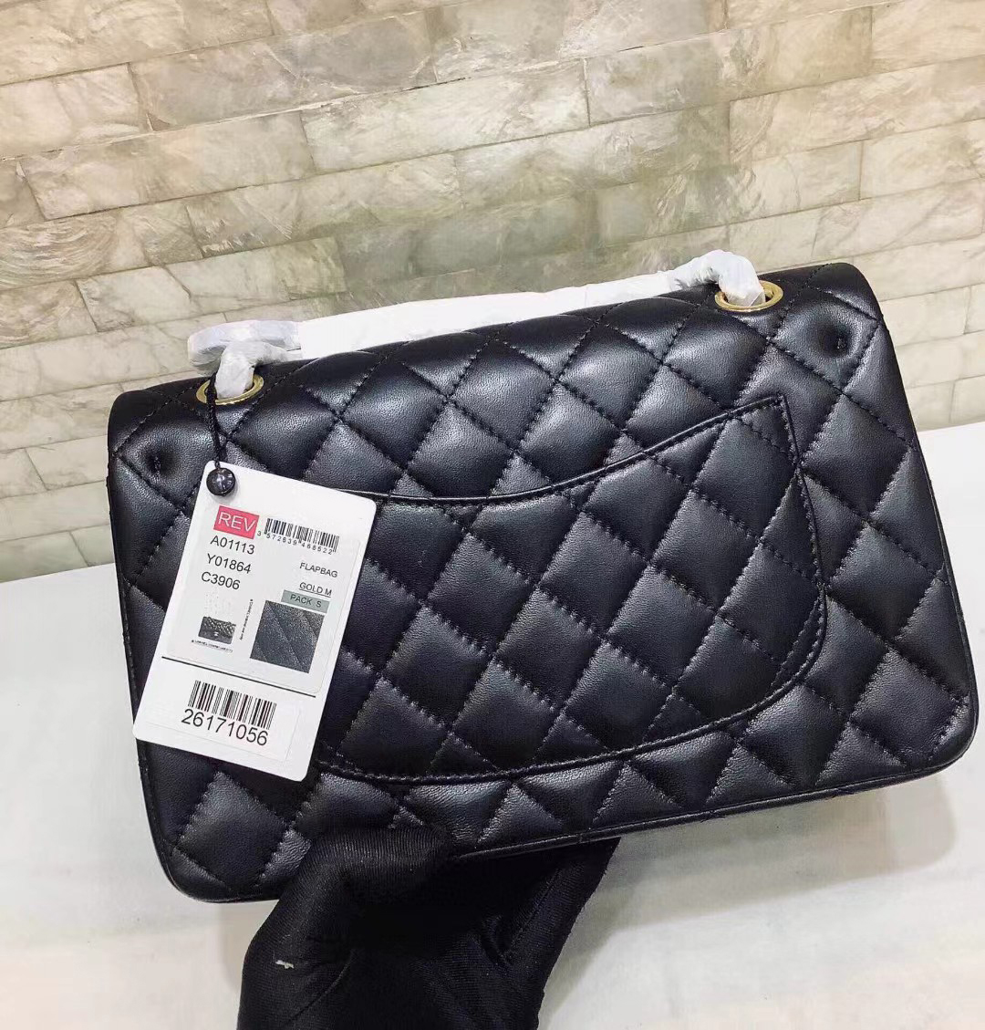 

Ladys bag classic fashion casual imported sheepskin chain bag 0855855, Black