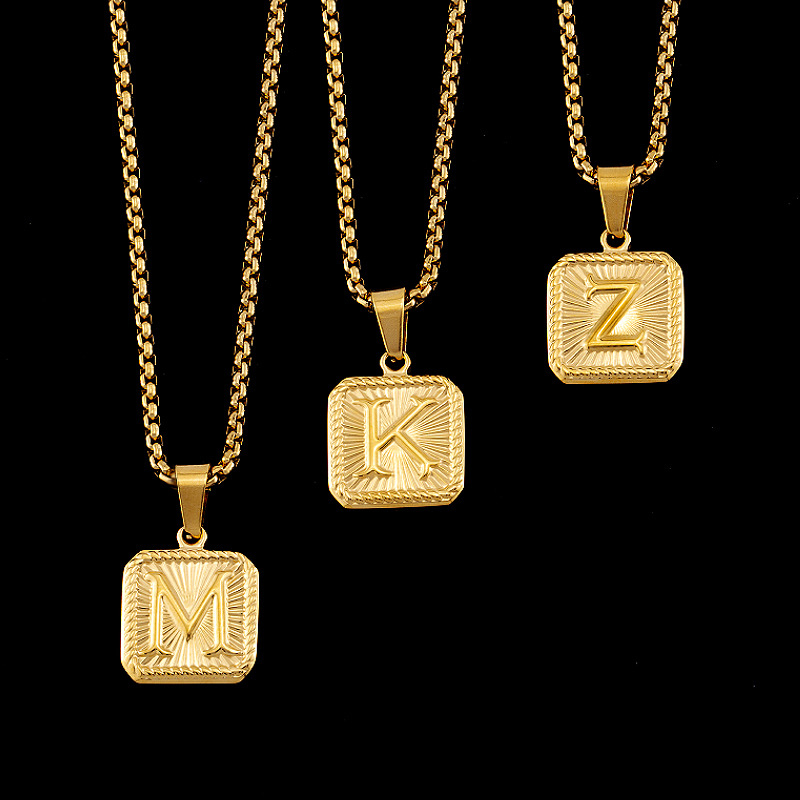 

Stainless Steel 26 Letters Pendant Necklaces 18k Real Gold Plated Clavicle Sweater Chain