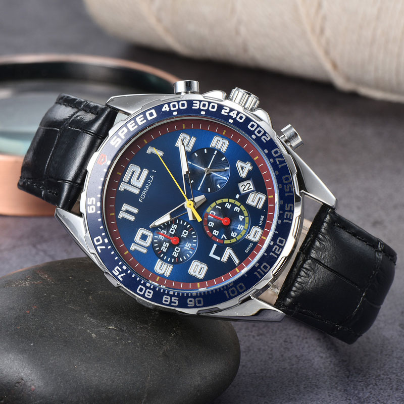 

Men's luxury Quartz Watch Business Refined leisure high-end Multi-function time Calendar Belt Watches, F00001