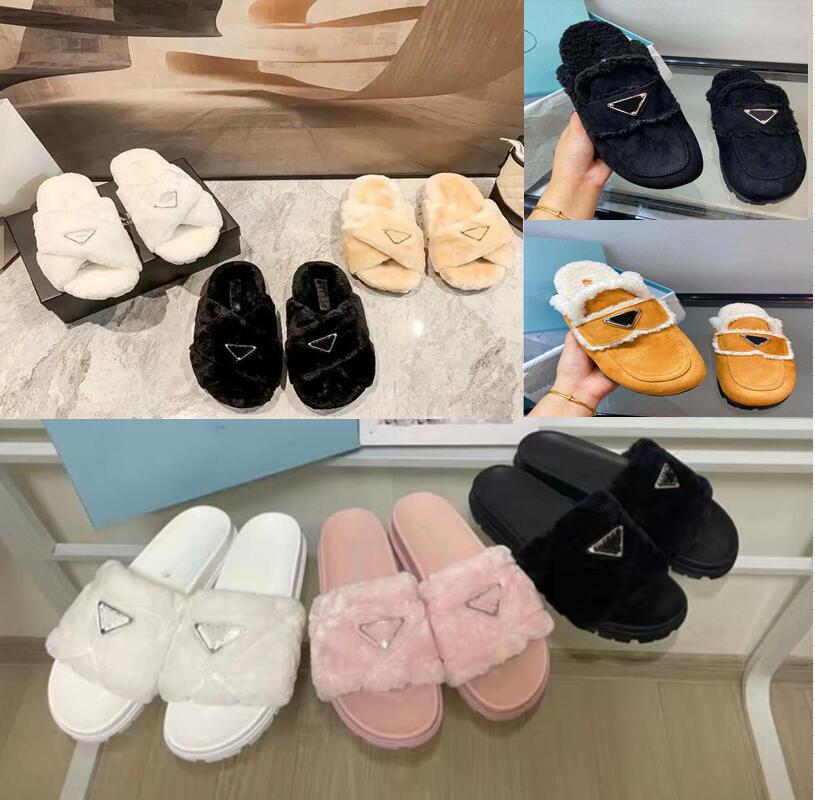 

Luxury Slide Women Wool Sandals Woman Slipper Shoes Slides Scuffs Sandal Designer Fashion Warm Comfort Slippers Autumn Winter Size 35-40, Box