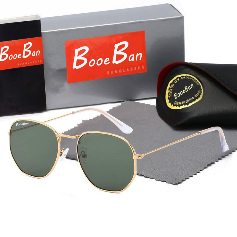 

Booe Ban Top Quality Glass Lens eyeglass Men Classic Brand Retro women Sunglasses Luxury Designer Eyewear Pilot Hexagon Sun Glasses UV Protection spectacles