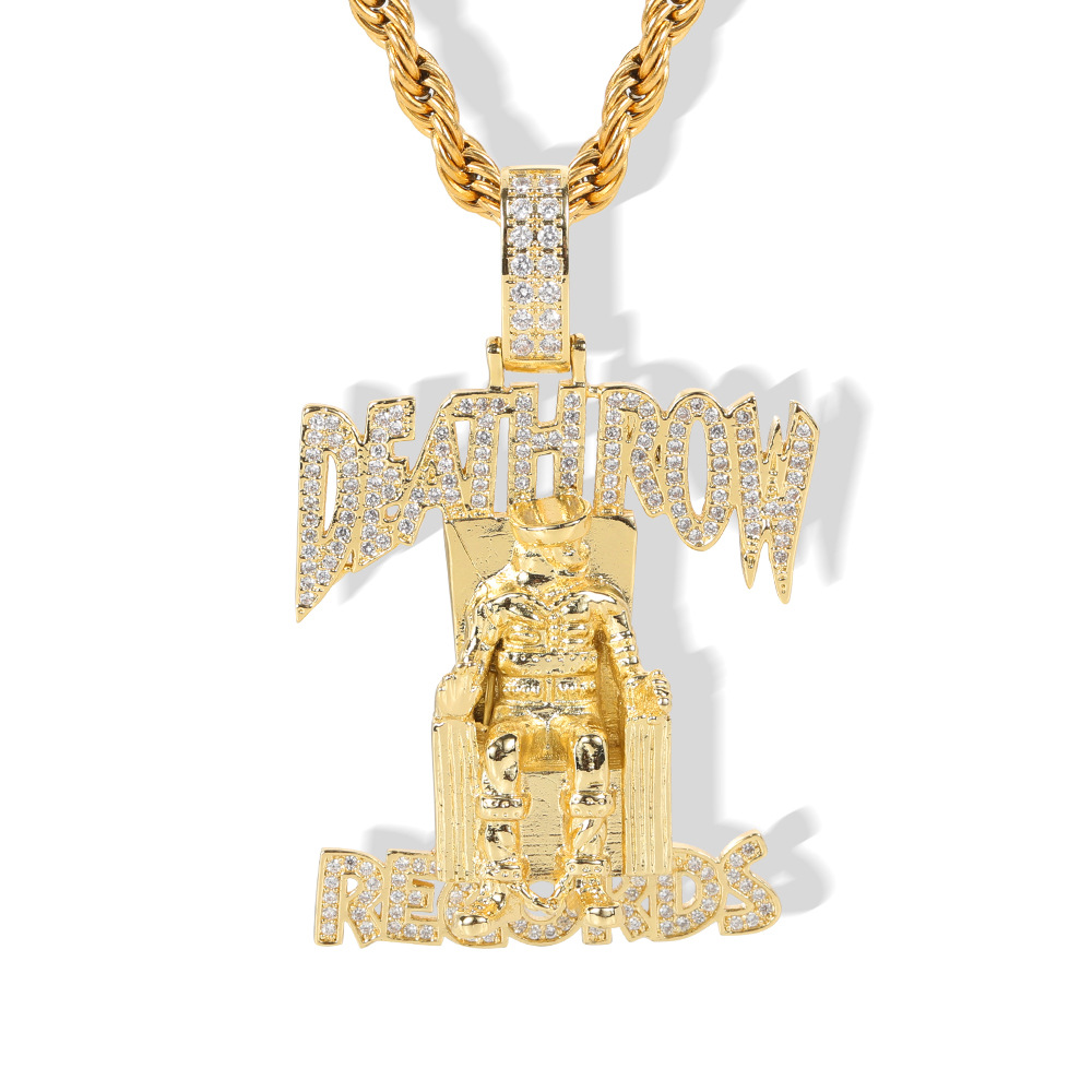 

Hip Hop Pendant Necklace Bling Zircon Real Yellow Gold Plated Jewelry