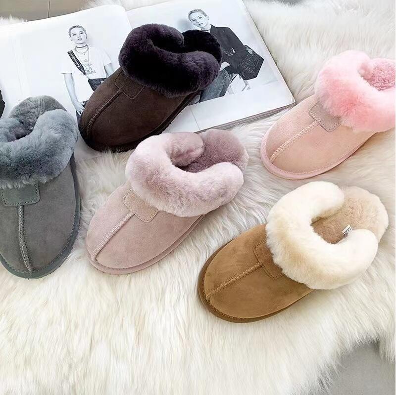 

Classic Cotton Slippers U5125 Women Warm Slides Sandals Non-Slip Keep Warm Sheepskin Slipper Australia Snow Boots, Color2