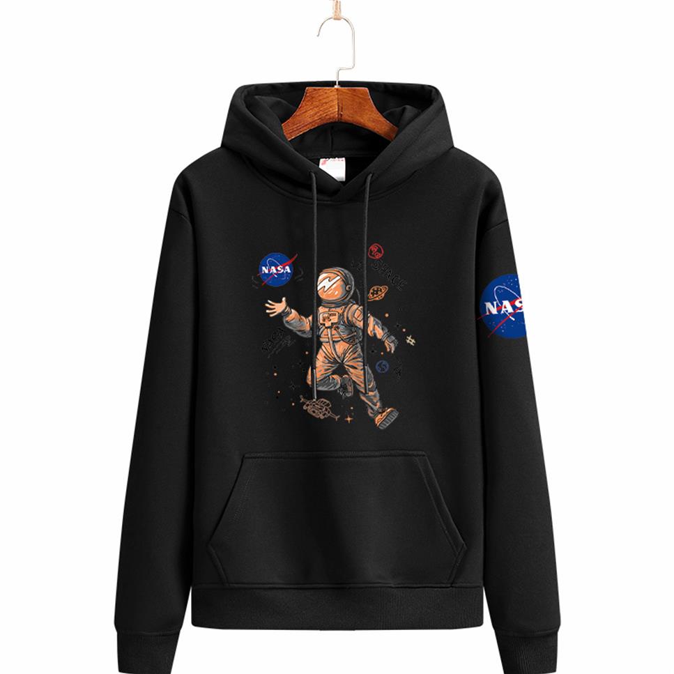 

2021 Designer NASA Long Sleeve Hooded velvet Sweatshirts Crew neck Pullover Men Women Hoodie Plus Size 254266R, Red 1