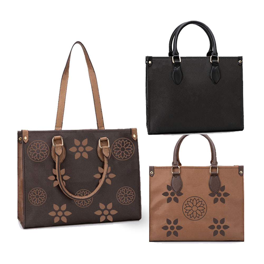 

Designer Messenger Tote Large Purse Ladies handbag lvs Shoulder bag Casual Leather Zipper Fashion Chritmas Gift Classic Old Flower wallet 41cm 3color, Black