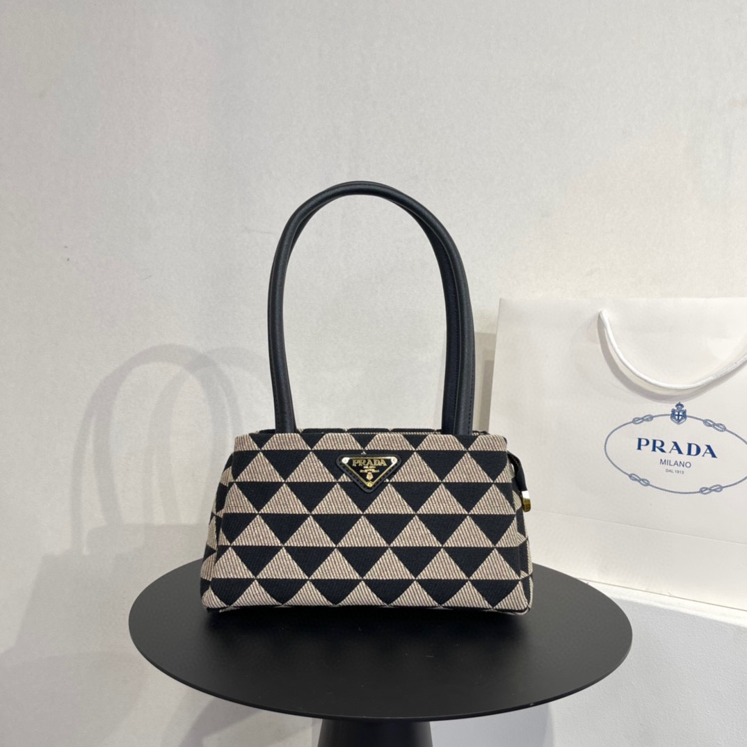 Prad DUPE Woven Cloth Embroidery Plaid Shoulder Bag Hand Bags Luxury Women's Designer Bag