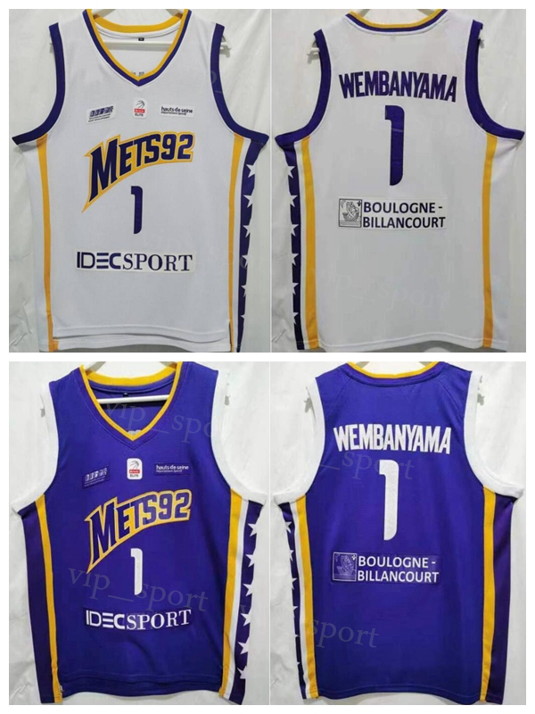 

Stitched Basketball 1 Victor Wembanyama Jersey Mets92 Boulogne Metropolitans 92 College Breathable For Sport Fans Team Purple White Color Pure Cotton Shirt
