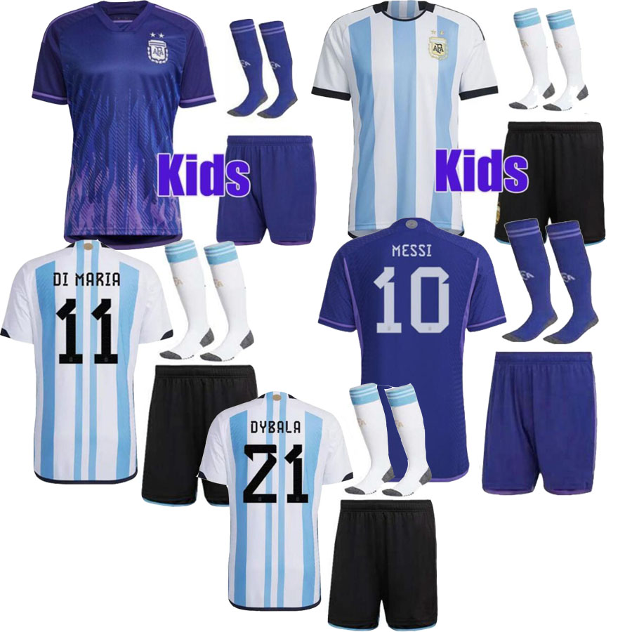 

kids kits socks Argentina Soccer Jersey Finalissima Special 22 23 DI MARIA Football Shirts 2022 2023 DYBALA LO CELSO MARADONA DE PAUL TAGLIAFICO children kit uniform