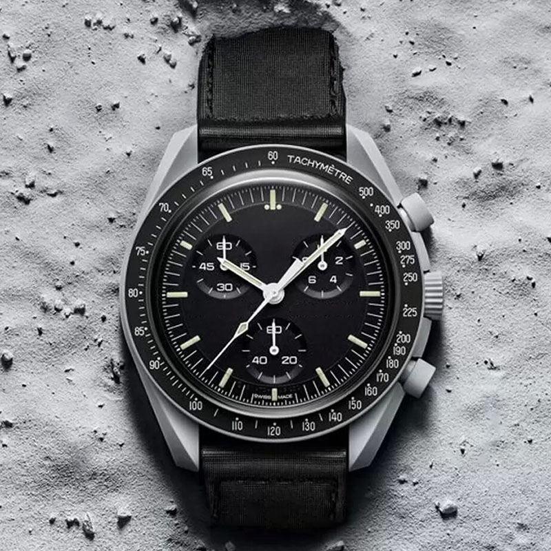 

Bioceramic Planet Moon Mens Watches Full Function Quarz Chronograph Watch Mission To Mercury 42mm Nylon Limited Edition Master femme Rannekello Polshorloge watch, Box