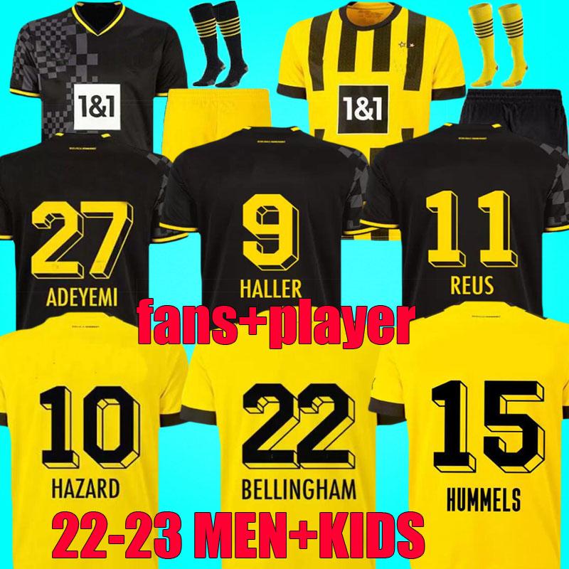 Joueur des fans Dortmund Haller Reus Soccer Jersey 2022 2023 Bellingham Reyna Brandt Emre Can Malen Schlotterbeck Adeyemi Sule 22 23 Shirts de fo