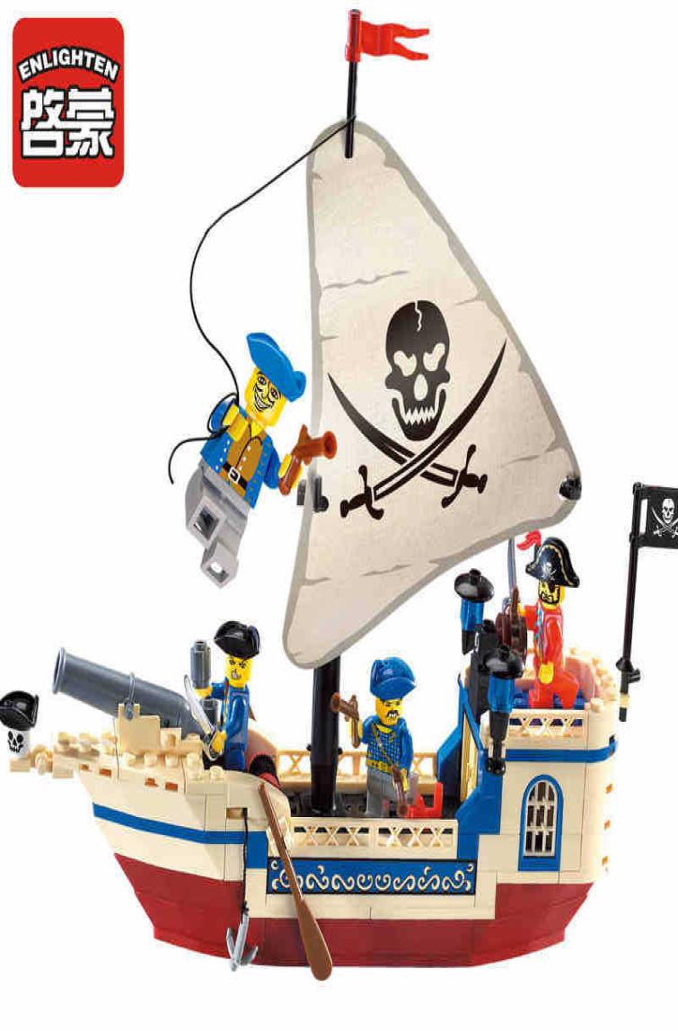 

Enlighten 188Pcs Pirates Of Caribbean Bricks Bounty Pirate Ship Compatible LegoINGLY City Building Blocks Sets Toys for Children1216640