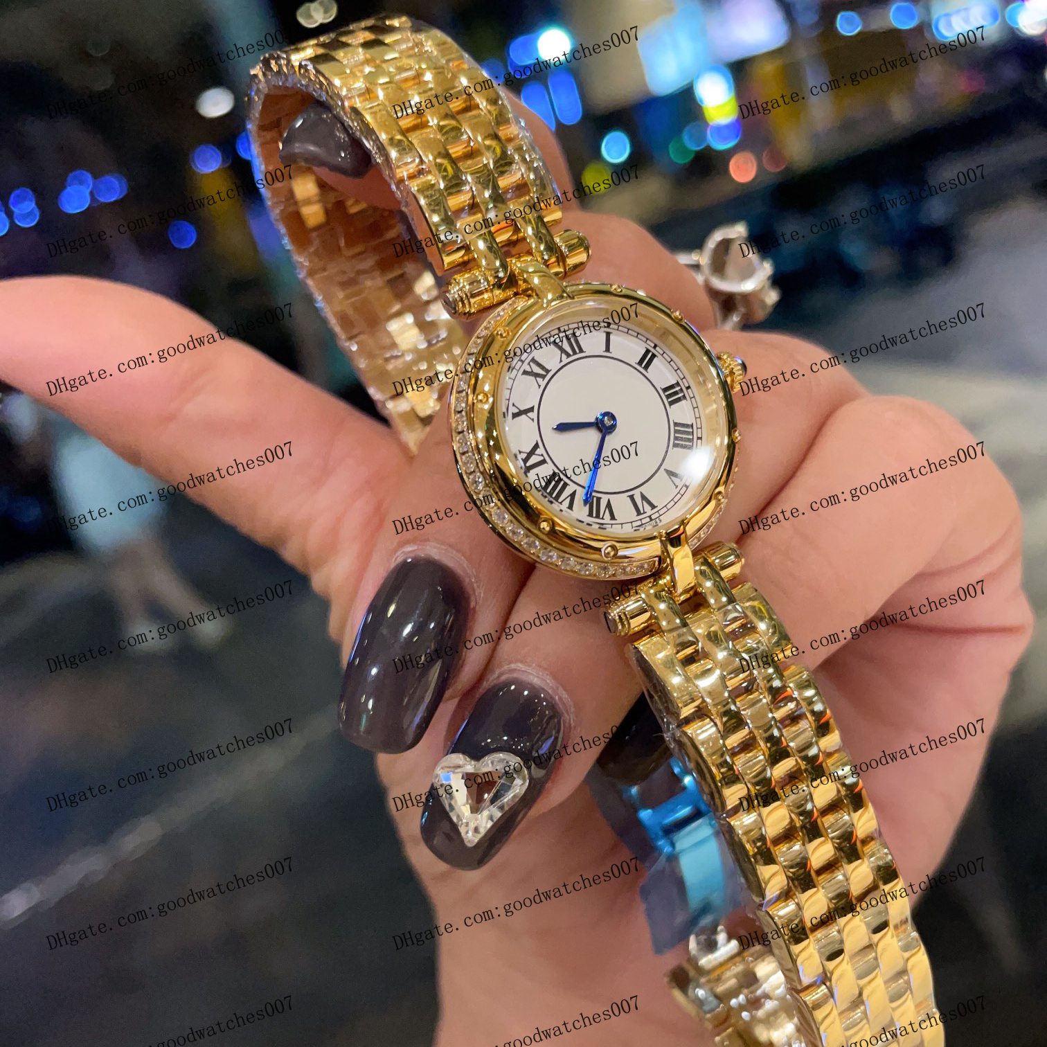 

Highquality Ladies Watch 27mm white dial wristwatch luxury diamond bezel stainless Steel strap Stylish Gold watch Sapphire Glass watches