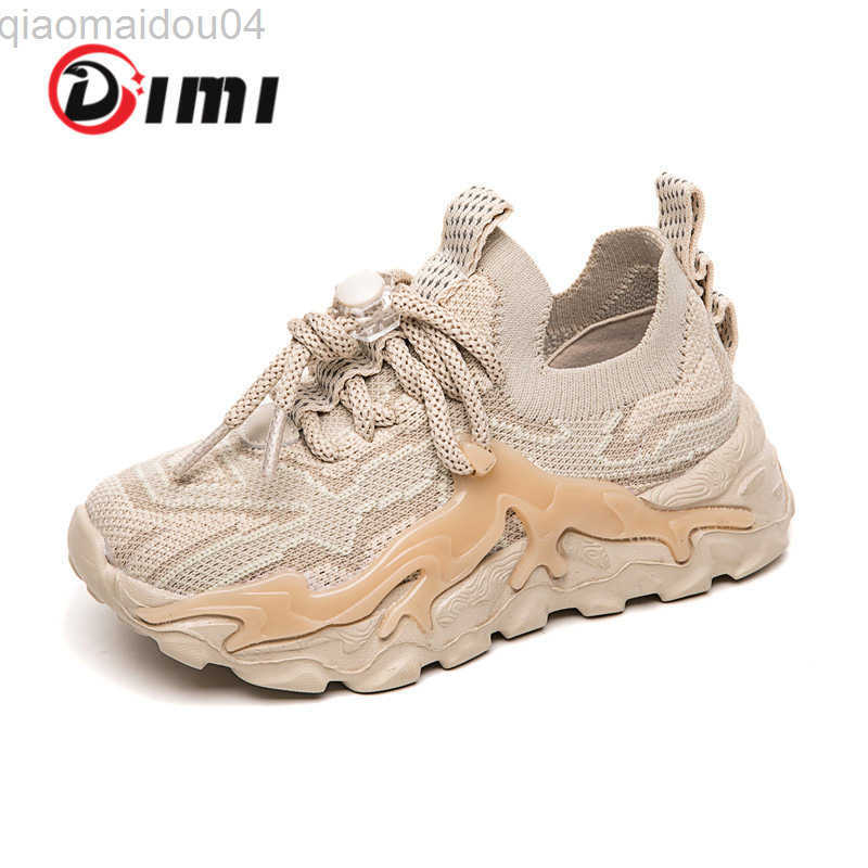 

Dimi 2022 Autumn Children Shoes Boys Girls Sports Shoes Fashion Brand Outdoor Training Knitting Breathable Casual Kids Sneakers L220812, Beige