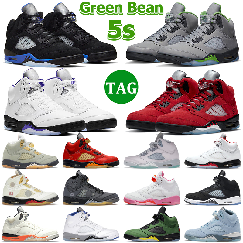 

5 Basketball Shoes Men 5s Green Bean Dark Concord Racer Blue Raging Bull Red Jade Horizon Easter Sail UNC Stealth Mens Trainers Outdoor, Box