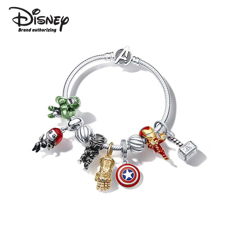 

Disney Jewelry 925 Sliver Snake Bone Bracelet Marvel Hero Design New Fashion For Pandora Beads Baby 2 Years Old Gift, As picture 1