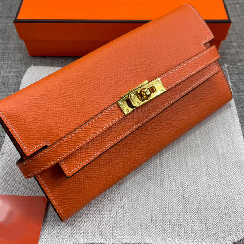 Women designer brand Purse Wallet Clutch Bag Palm Pattern Gold Silver Buckle Genuine Leather Plain Internal Zipper Fashion High Quality