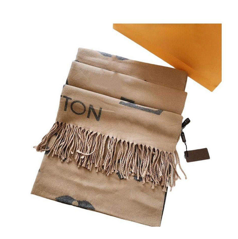 Automne d'hiver Fringe 180x70cm Scarpe de laine de luxe Ch￢le ￩paisse de lettre d'￩charfage de lettres peut ￪tre associ￩e ￠ une bo￮te cadeau