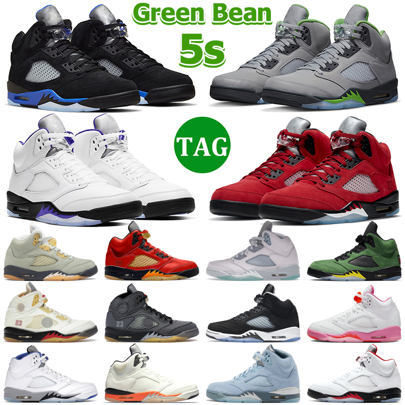 

5 Retro Basketball Shoes Men 5s Green Bean Dark Concord Racer Blue Raging Bull Red Jade Horizon Easter Sail UNC Mens Trainers Outdoor Sports Sneakers, 22