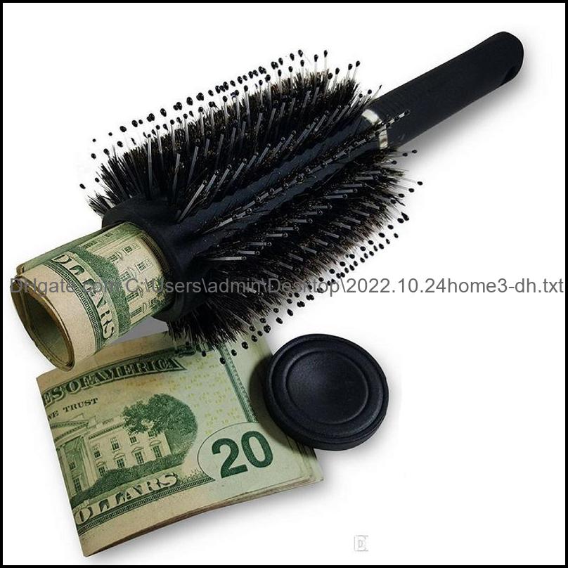 

Storage Boxes Bins Brush Comb Hollow Container Secret Safe Storage Box Roller Mtifunctional Plastic Concealed Portable Home Bh1937 Dhjqu, As black