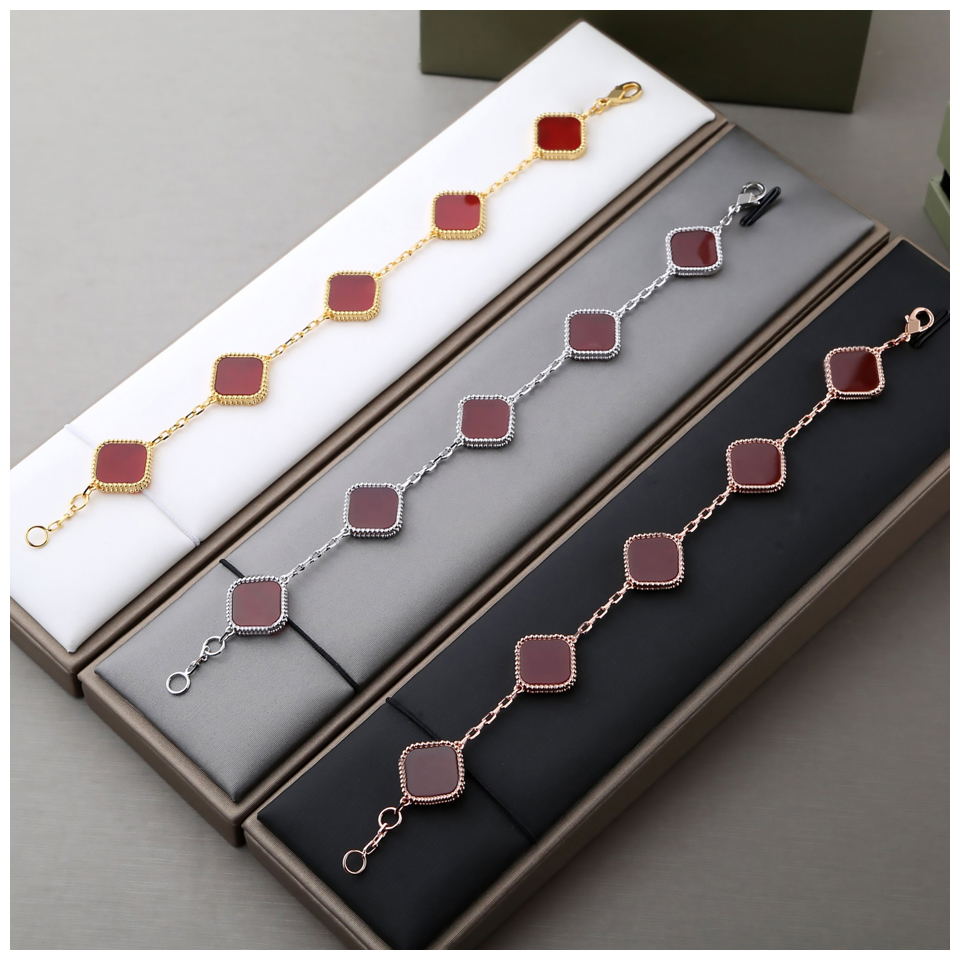 

Clover Bracelets Womens Bracelet Chain Personalised Bangle Links Silver Braclets Partner Armband Real Gold Bangles Chains 18k Gold Braclet
