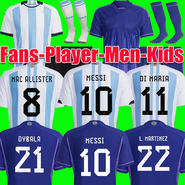 

2022 Argentina soccer Jersey ROMERO DYBALA Fans player version AGUERO Maradona di maria 22 23 football shirt Camisetas de futbol Men Kids kit sets uniforms socks, Away patch