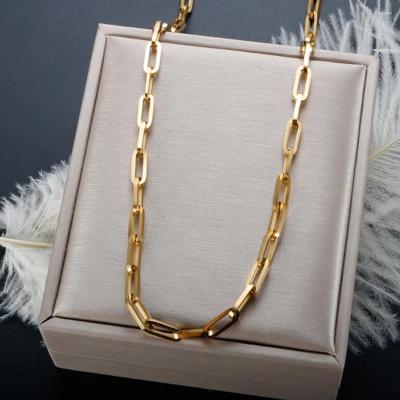 

Chains ZMFashion 2022 Fashion Paperclip Link Chain Stainless Steel Necklace Gold Color Gothic For Women Men Jewelry