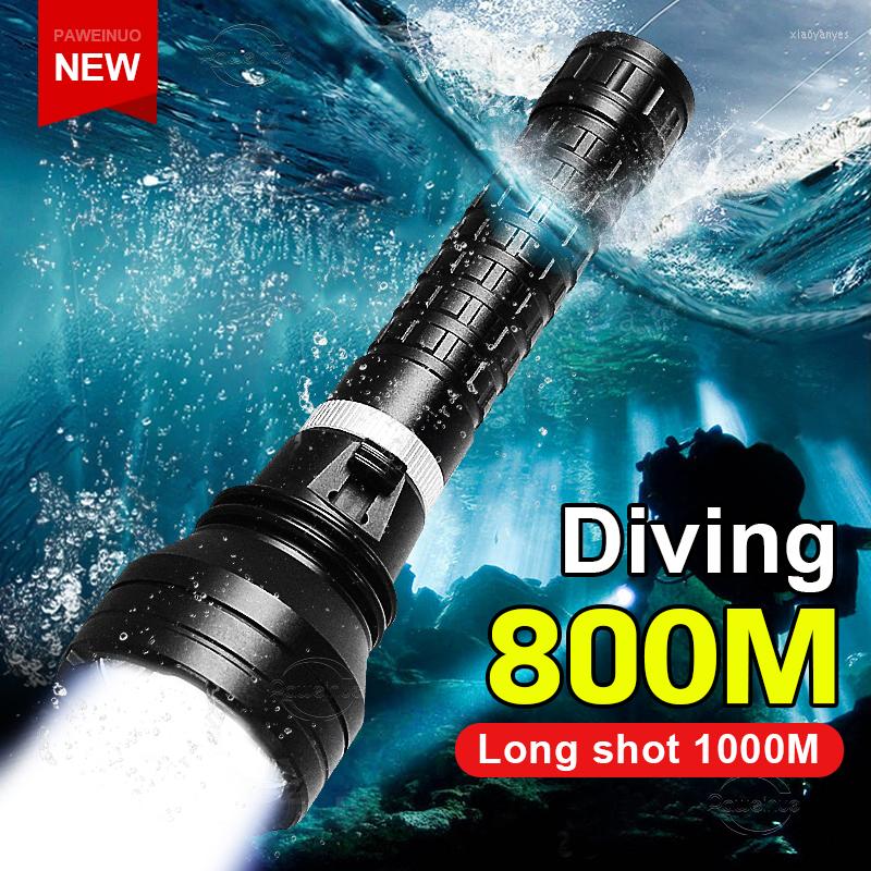 

Flashlights Torches XHP160 Profession Diving Powerful Torch 800M Underwater Lamp IPX8 Waterproof LED Scuba Light