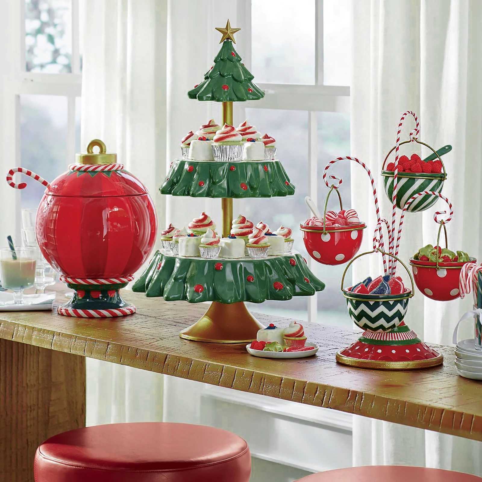 

Christmas Snack Stand 2 Tier Resin Food Serving Tray Cupcake Holder Bowl Christmas Table Decoration Halloween Snack Rack H1020