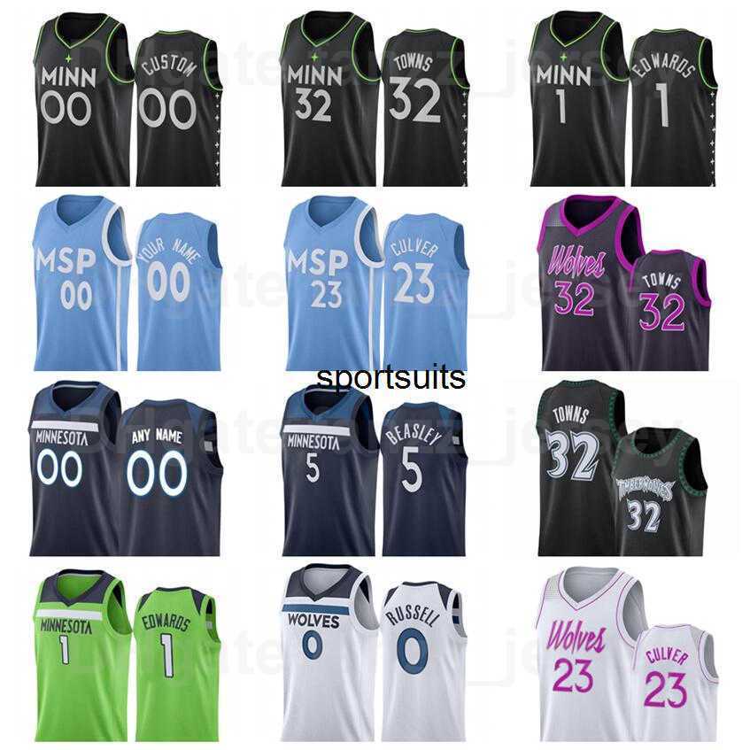 

Screen Printed Basketball Anthony Edwards''nba''Jersey 1 Karl Towns 32 Malik Beasley 5 D Angelo RUSSELL 0 Jarrett Culver 23 Edition, White