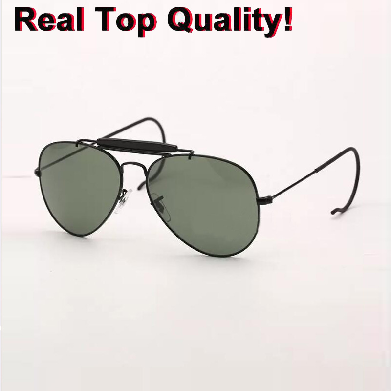 

hot aviation great A quality metal sunglasses designer classic brand new sunglass real UV400 glass 58mm glass lenses sun glasses gafas for women men