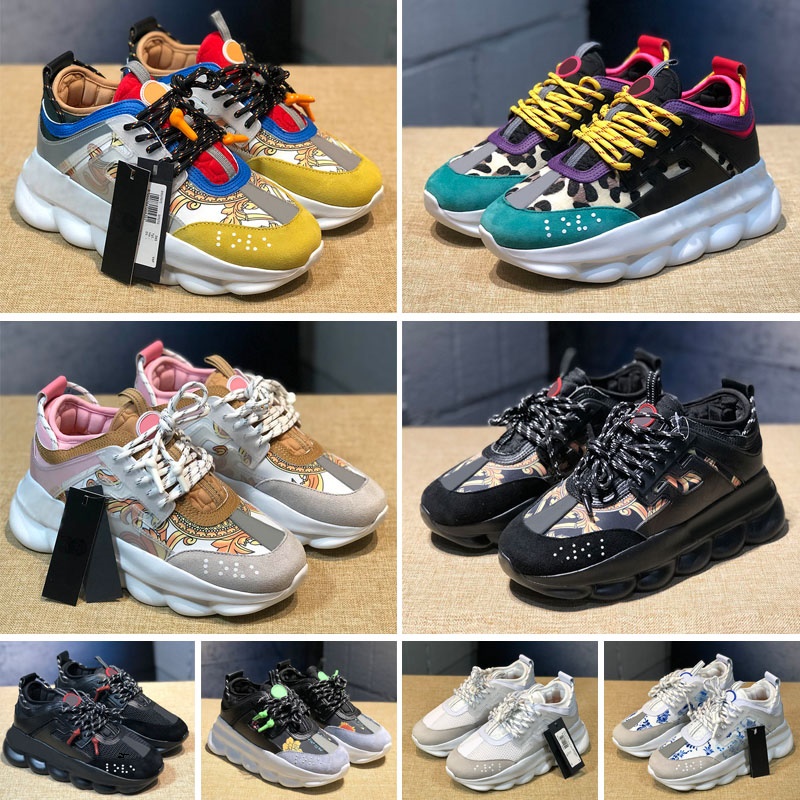 

2023 Designer Casual Shoes Italy Quality Chain Reaction Wild Jewels Chain Link Trainer Sneakers 36-46, Color 7