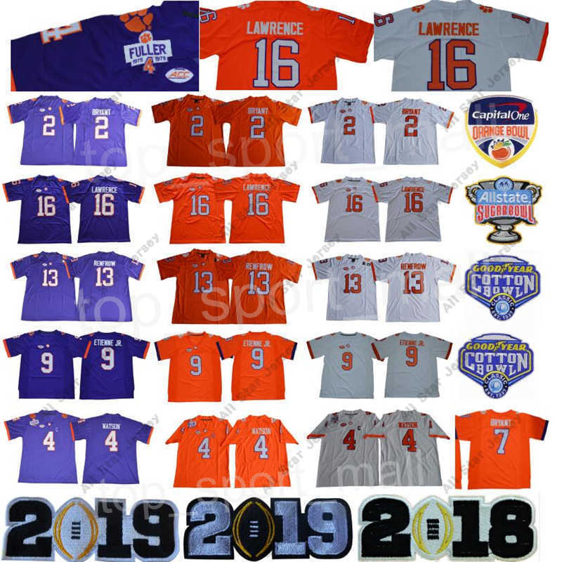 

Football Jerseys 2018 Cotton Bowl NCAA Clemson Tigers 16 Trevor Lawrence Jersey 2 Kelly Bryant Deshaun Watson 9 Travis Etienne Jr Hunter Renfrow 2019 Finals