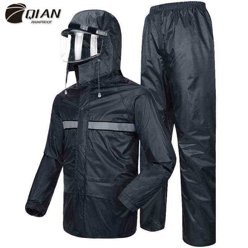 

Qian Cycling Raincoats Motorcycle WomenMen Suit Rain Jacket Pants Police Poncho Waterproof Rain Jacket Men Protective Rainwear
