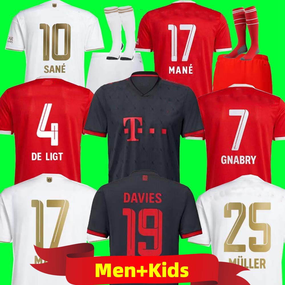 Bayern Munich Soccer Jerseys 22 23 Gravenberch Sane de Ligt Muller Davies Kimmich Football Top Shirts Men Kids Kit Coman 2022 2023 Fans uniformes