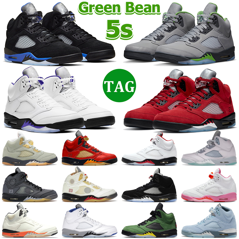 

Jumpman 5 Men Basketball Shoes Green Bean Racer Blue Dark Concord Raging Bull Red Jade Horizon Moonlight Fire Red Stealth Aqua Mens Trainers Sports Sneakers, 34