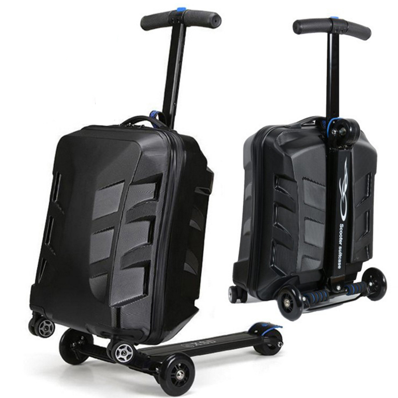 

Suitcases 21Inch Aluminum Scooter Luggage Suitcase With Wheels Skateboard Passowrd Lock Rolling Travel Trolley Case 221026