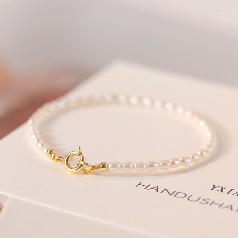 

Strand Very Fine Natural Freshwater Millet Grain Small Pearl Bracelet Female Ultra-fine Beads Ins Niche Design Light Luxury 14k Gold