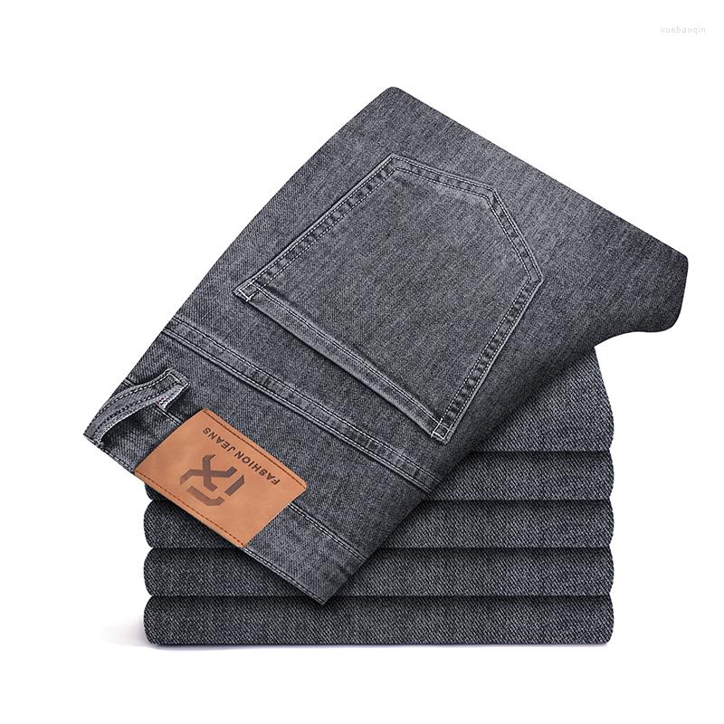 

Men's Jeans 2022 Smoke Gray Straight Classic Business Fashion Stretch Denim Trousers Male Brand Pants, Blue
