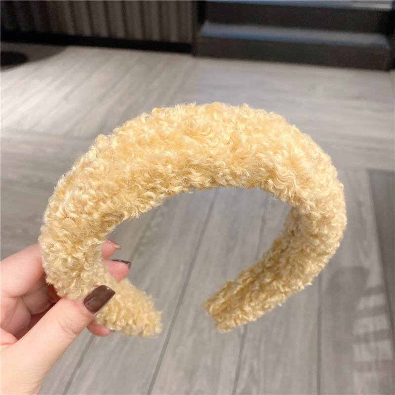 

Women Wide Cute Plush Bear Fur Plush Ears Headband Autumn Winter Head Hoop Candy Color Girls Elastic Wool Hairband Headdress Hair Accessorie linkB