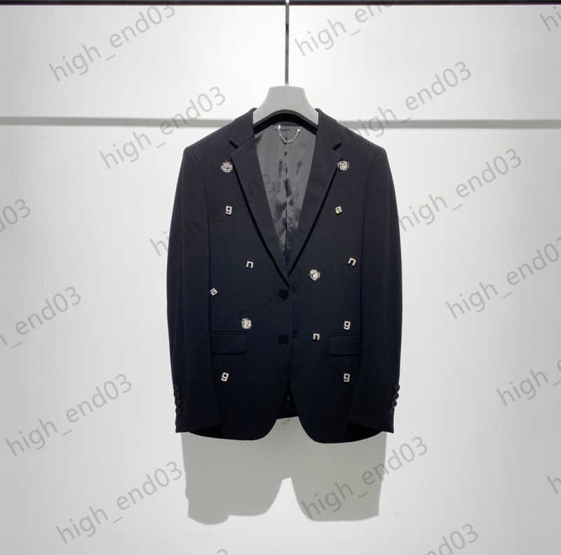 

Jacket Womens Hand Sewn Irregular Letter Diamonds With Two Button Opening Design Jackets Micro Accept Waist Lapel Suit Coat Male And Female Style Brand Wear 1970
