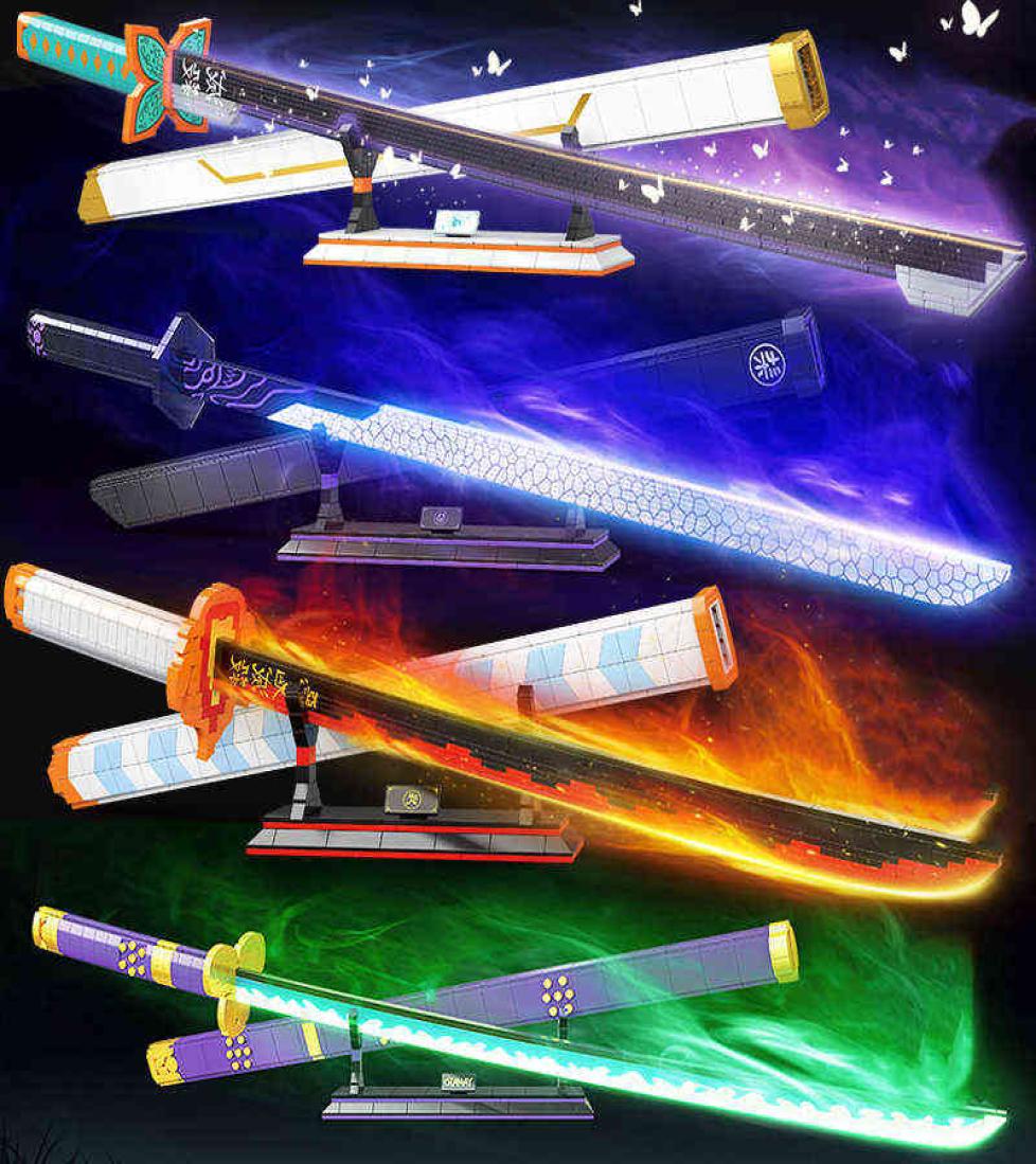 

2022 Luminous Version 720 Magic Knife Thousand Blades 726 Yan Mo Knife 725 Assembled Building Blocks Katana Model Ninja Sword Y2208201542